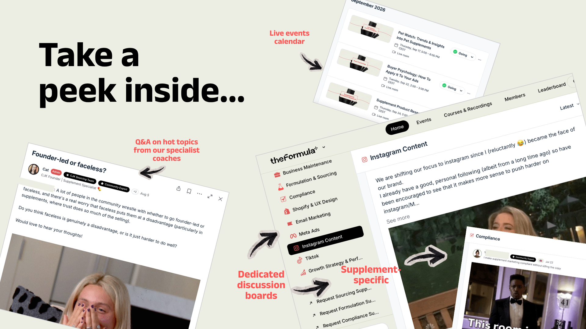 A peek inside The Formula community: live events calendar, dedicated discussion boards and specialist Q&A